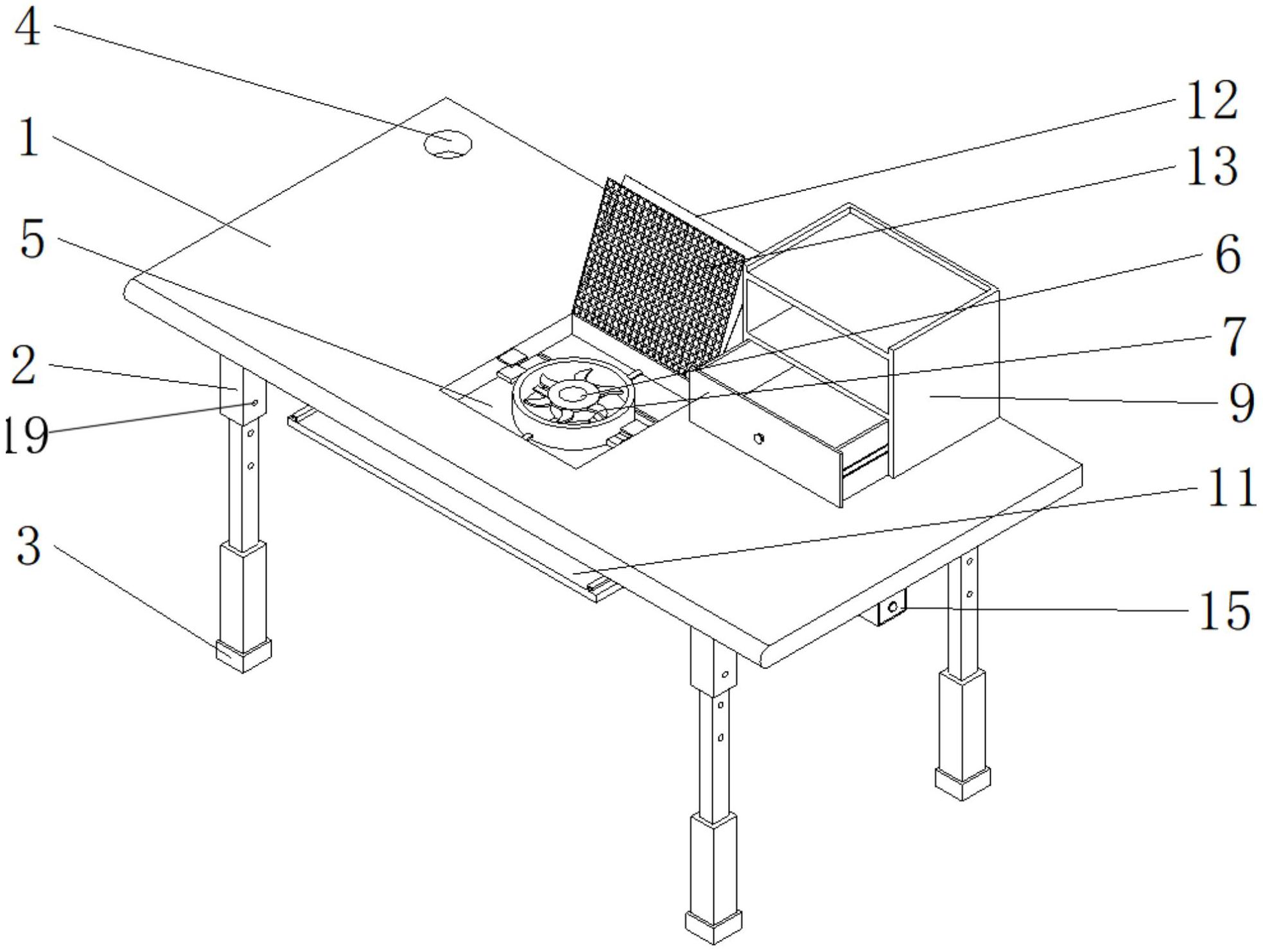 一种便于散热的带有空气净化能力的电脑桌-专利