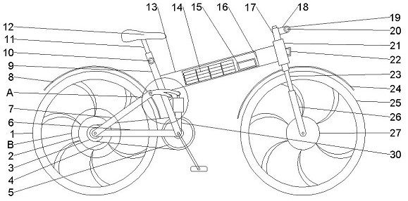 一种带附加气室的空气弹簧减振自行车-专利