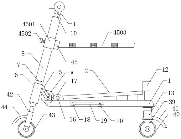 一种带附加减震阻尼装置的滑板车-专利