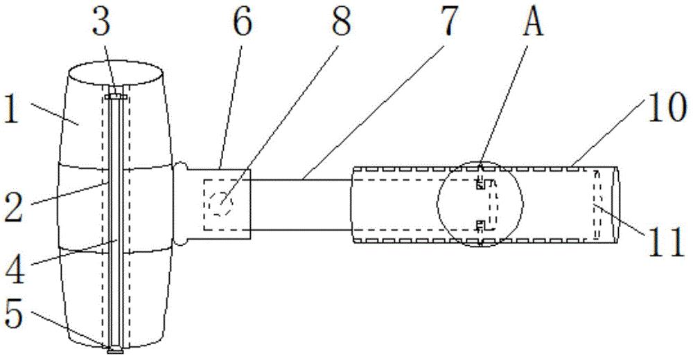 一种机械维修用便于轻微定位的铁锤专利图
