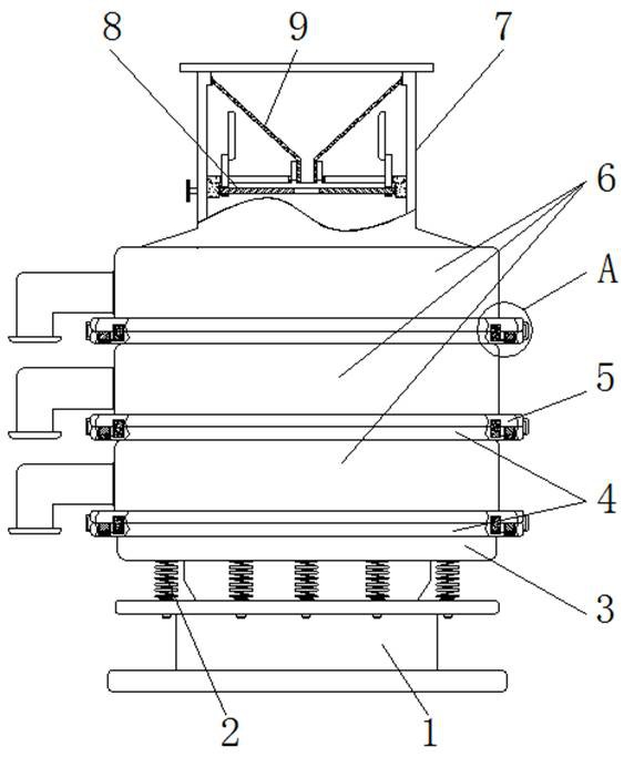 一种化工料粉用震动式分级筛选处理装置专利图