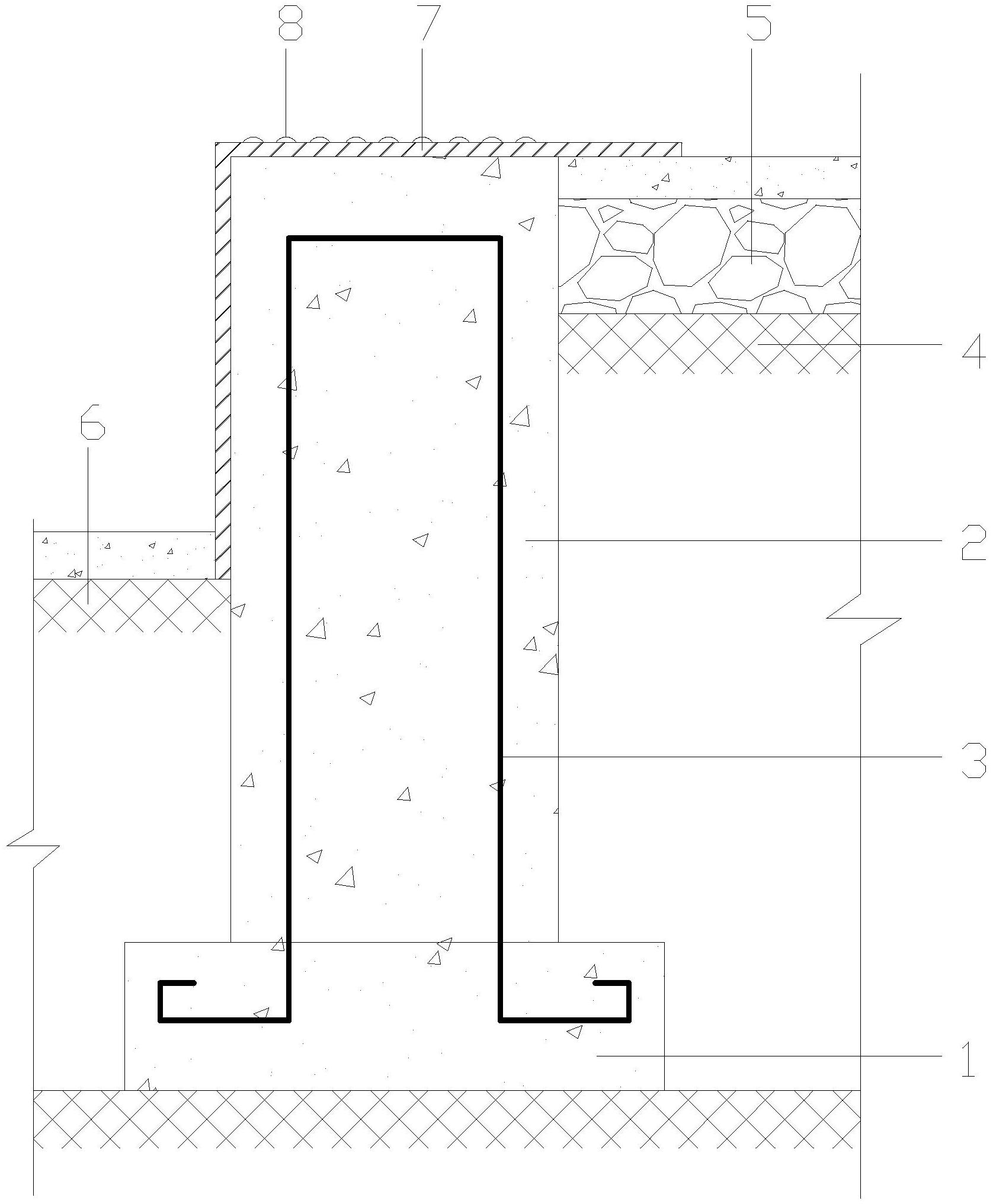 一种装卸车平台混凝土挡墙连接节点结构专利图