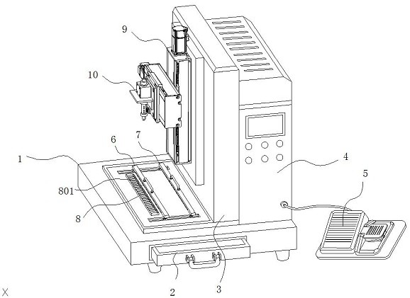 一种具有剪线结构的脚踏式LED灯带板焊线机专利图片