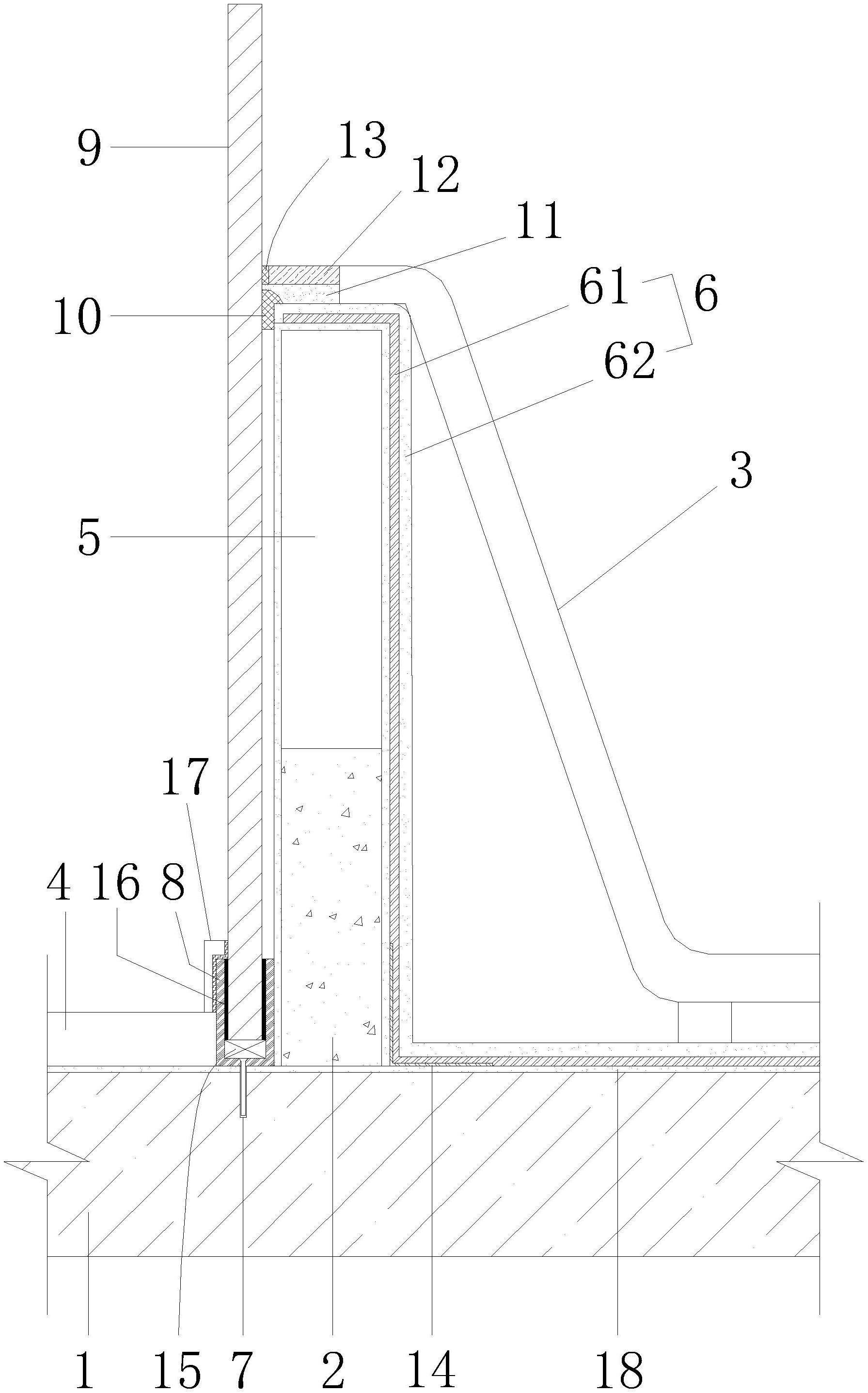一种淋浴房浴缸与卧室之间的节点结构专利图